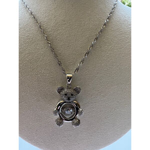 Women's Unbranded Silver Teddy Bear Pendant Necklace 23in